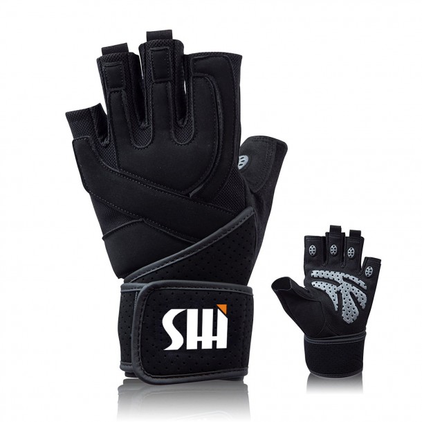 shh Padded Anti-Slip Weight Lifting Gloves with 18” Wrist Wraps Gym for Gym Workout and Exercise GG-096
